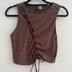Brown Tank Top with Asymmetrical Ties
